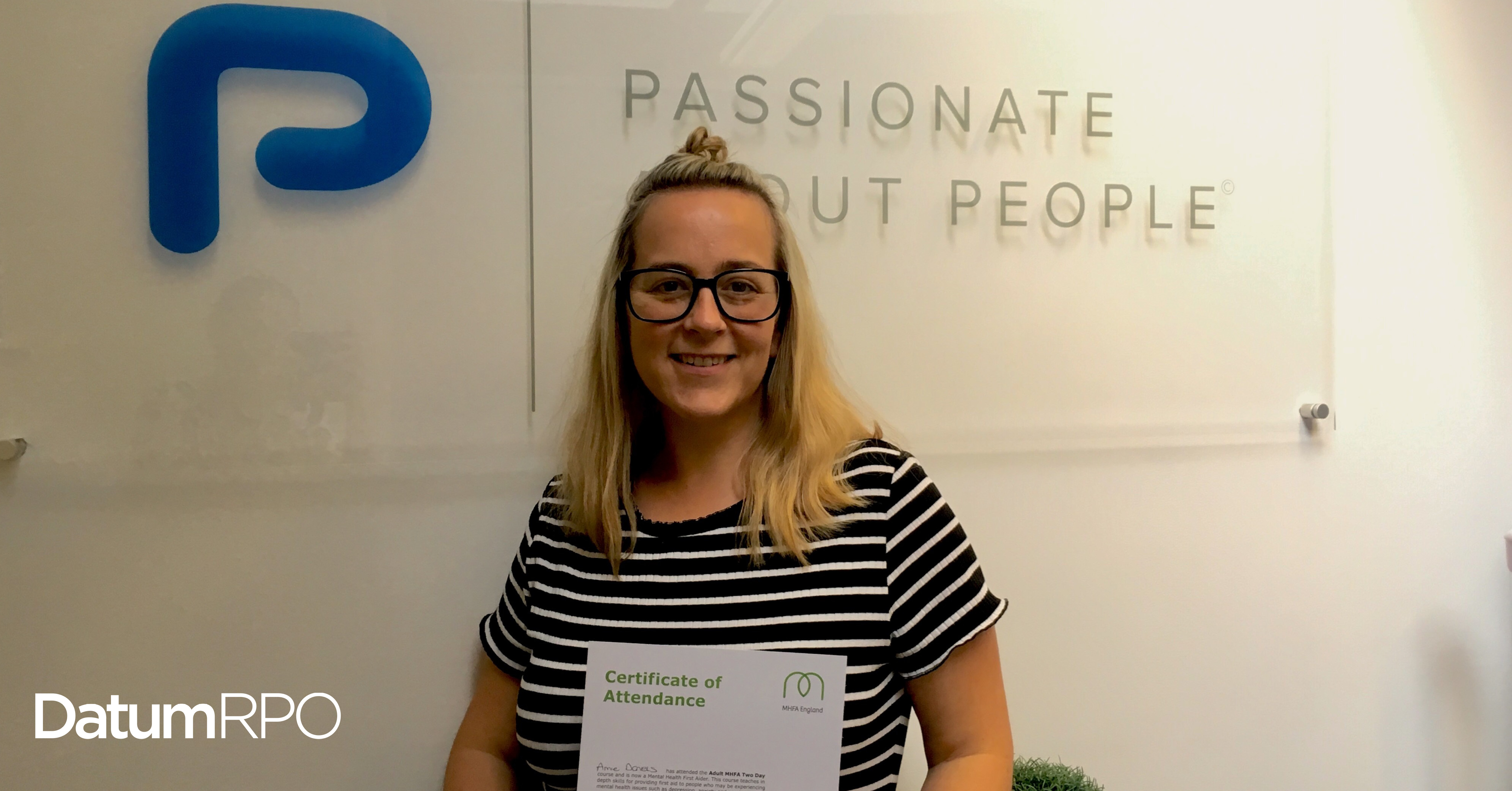 Passionate About People employee, Amie Daniels, accredited with Mental Health First Aider (MHFA)